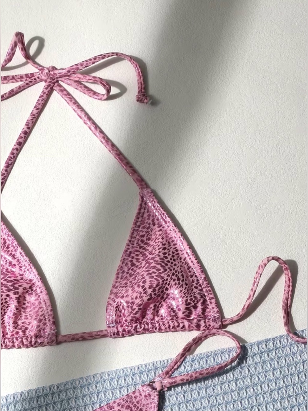 Pink Animal-Print Triangle Bikini Set - Picture 3 of 5